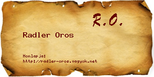 Radler Oros névjegykártya
